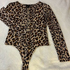 Bodysuit cheetah print blouse